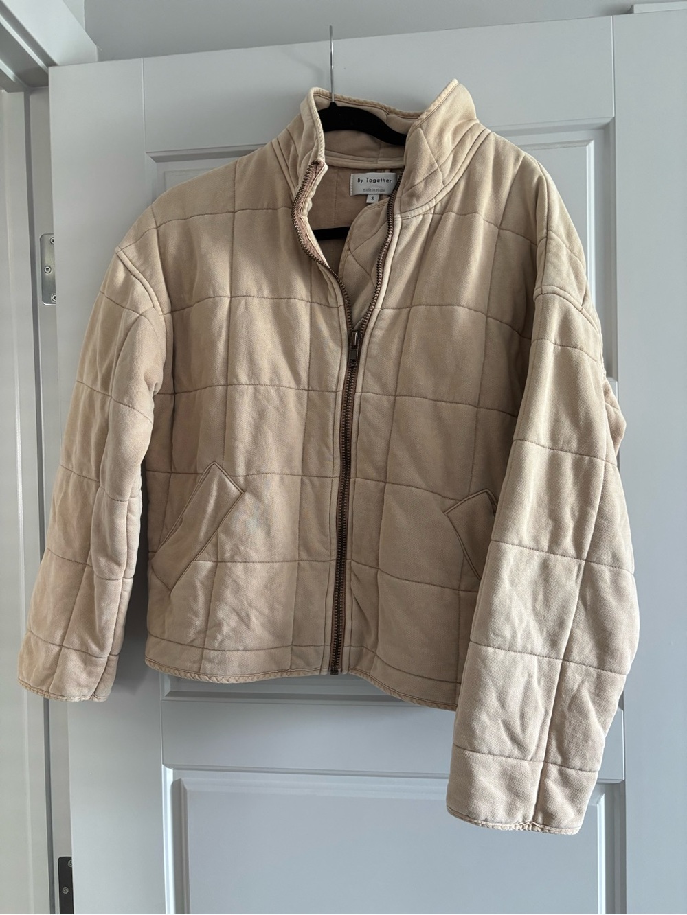 By Together Neutral Beige Quilted Puffer Jacket